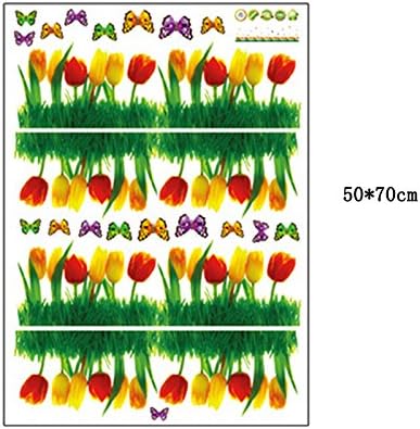 Tulip Flowers Butterflies Wall Stickers Removable Wall Decals Home Decor PVC Art Mural Baby Boys Girls Kids Bedroom Kitchen Decoration Wall Stickers Posters size 50x70 dlx501