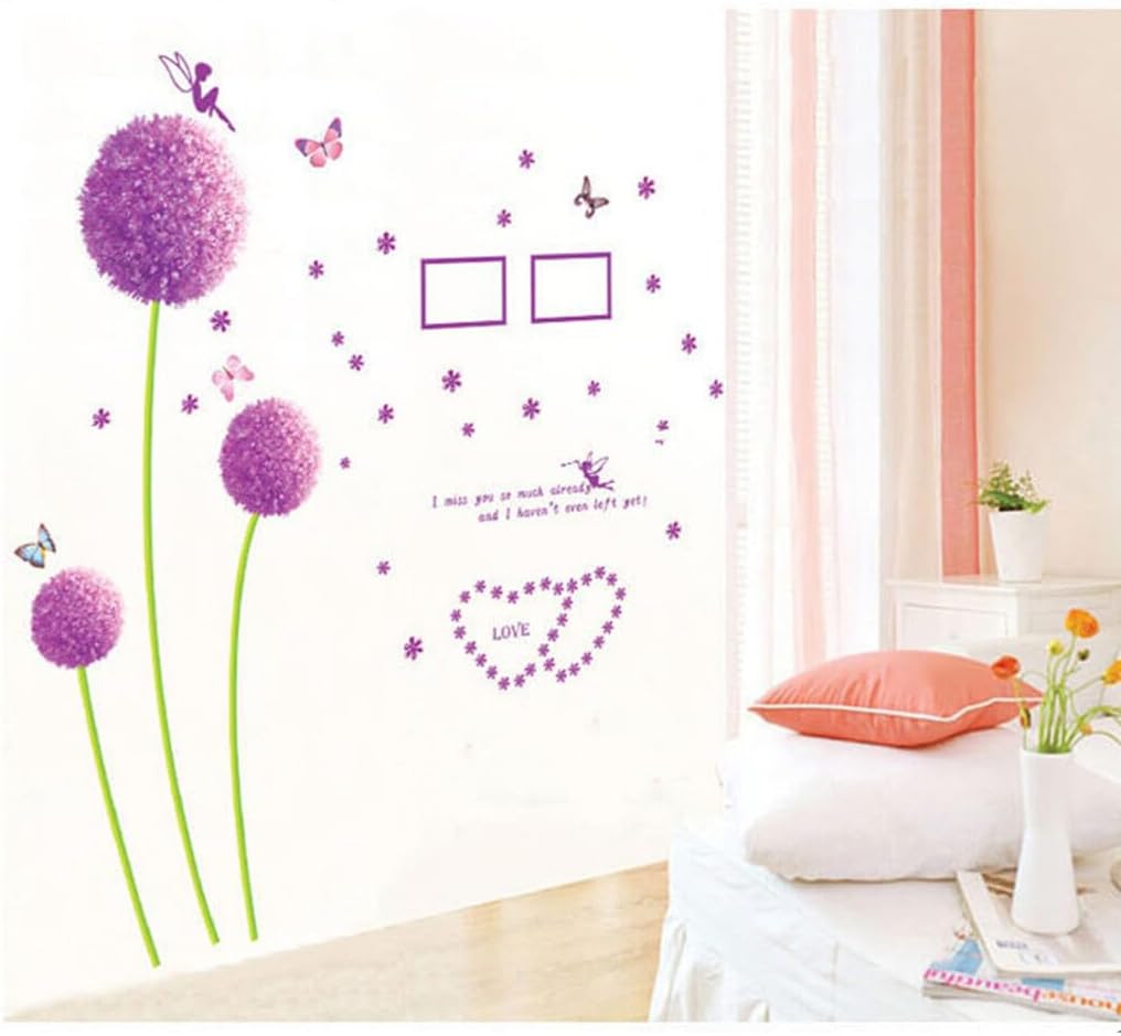 Wall Sticker Romantic Stickers Beautiful Purple Lion Art Mural Poster Self Assembly Removable Decoration size  45x60  lc620
