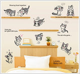 JAAMSO ROYALS Cute Cartoon Cats Design Vinyl Self Adhesive Peel and Stick Wall Sticker for Wall Decor and Home Decor AY7054
