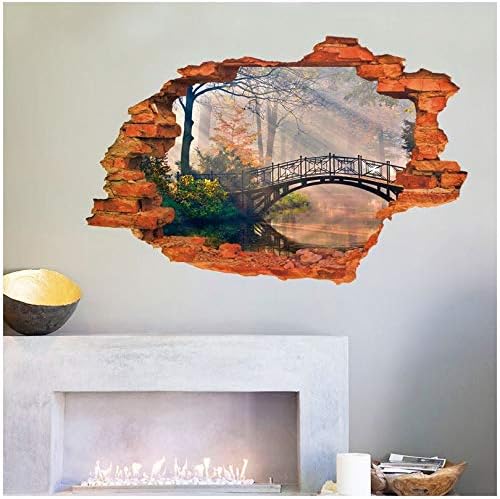 Plus Nao 3D 3D Trick Art Trick Art Trick Wall Sticker Bridge Scenery Landscape Stylish Room size 60x90 mj8024g wall Decor Sticker
