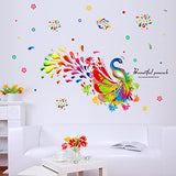 Amazon Brand - Solimo Wall Sticker for Bedroom (Beautiful Peacock Décor), Ideal Size 60x90 xl8191