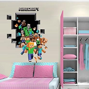Gaming 3D Poster "Friends Breaking Through" Wall Sticker for Kid Room Decoration Mural Mine Craft Vinyl House Sticker Bedroom Decor size 50x60 aw6006