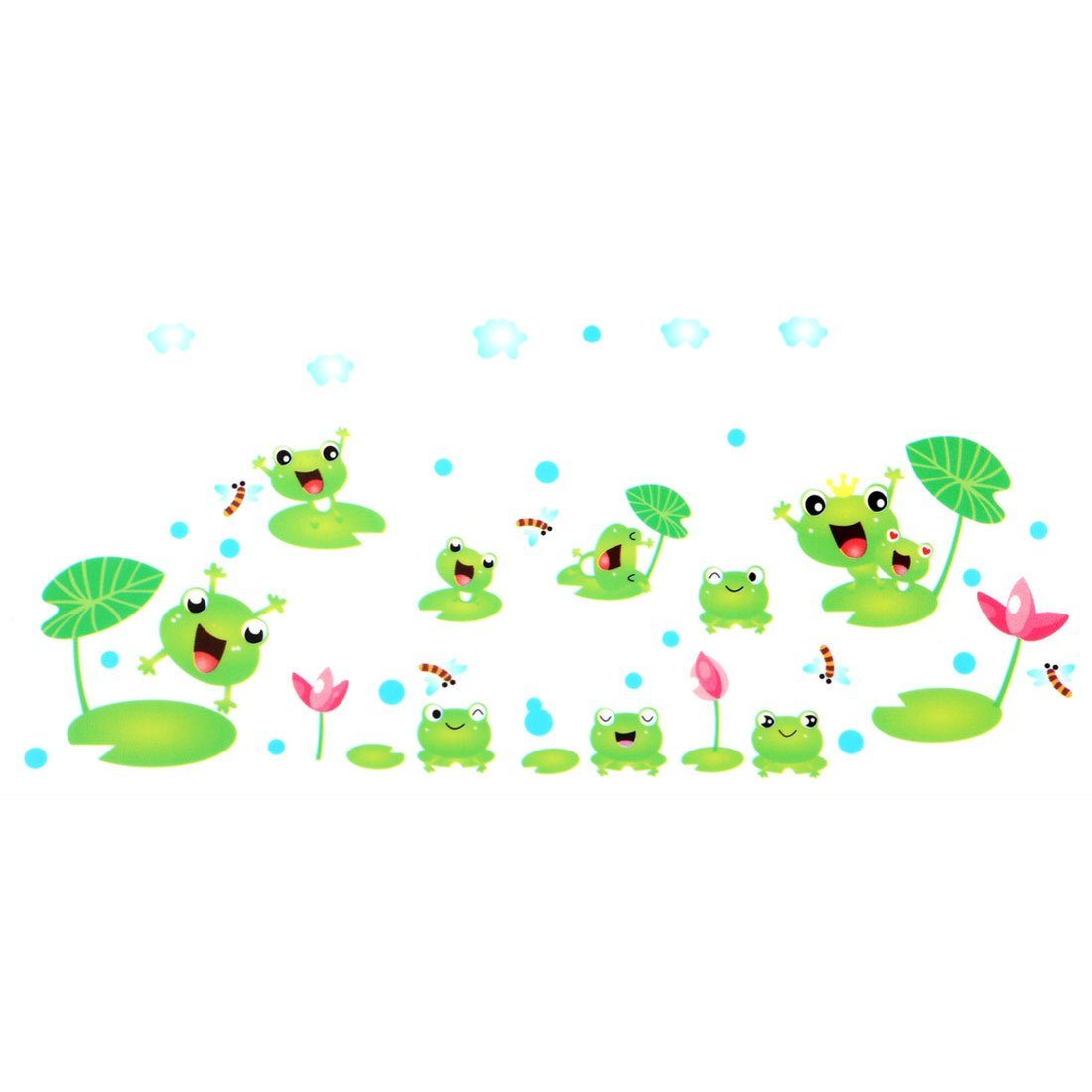 RANDWICK Frog Print Household Living Room Removable Wall Sticker 70 x 50cm Green