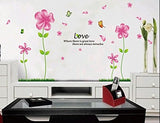 Wall Stickers - Flowers, Plants, English Letters - Stylish Wall Stickers - Alphabet Wall Decals - Perfect for Toilets, Entrances, Bedrooms, Windows, Mirrors - Cute Pink - Flowerbeds, Flower Gardens size 45x60 ay650a