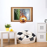 DNVEN 23 inches x 17 inches Soccer Football on Fire Break Out of The Net Fire Ball PVC Removable Wall Art Sticker Decal DIY Room Kid Boy Room Playroom Decals Stickers size 45x60 sk6062