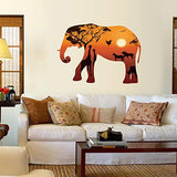 DNVEN 37 inches x 27 inches DIY Elephant Silhouette with Giraffe Lions Animals Wall Stickers Decals Decorations for Children Nursery Kids Room size 60x90 hm92002