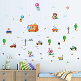 Creative Cartoon Car Wallpaper Kids Room Kindergarten Background Decorative Wall Stickers size 50x70 sk6021