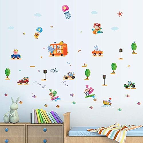 Creative Cartoon Car Wallpaper Kids Room Kindergarten Background Decorative Wall Stickers size 50x70 sk6021