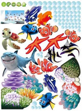 Finding Nemo Shark Fish Bathroom Mural Wall Decals Decor Kids Fun Popular Fashion for Boys Girls Living Room size 45x60 ay617