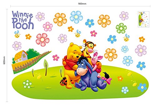 Winnie the Pooh and Friends Hug Together Friendly Art Wall Stickers Removable for House Home Nursery Kids Baby Boys Girls Room Wall Stick Decor size 60x90 dlx126l