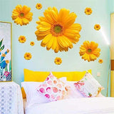 Daisy Flowers Wall Stickers Sunflower Wall Decals Yellow Red Pink Daisy Sunflower Wall Stickers Peel and Stick Removable Stickers for Nursery Kids Room Living Room (Yellow(2pcs)) size 45x60 ay6015c