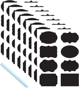 Self-Adhesive Labels, Black, Blackboard Stickers, Waterproof Labels Self-Adhesive with Erasable Chalk Marker, Labelling Stickers for Jars,  for Kitchen Spice Jars, Jams etc.
