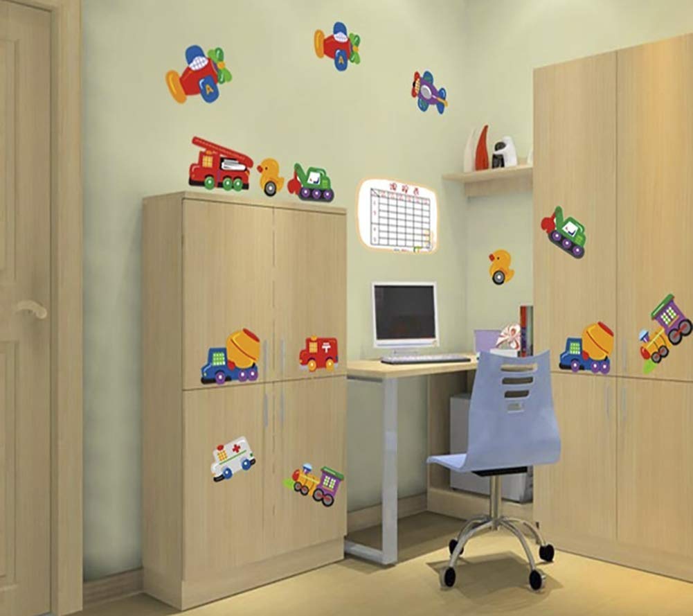 Boy Kids Car Airplane Truck Bulldozer Train Removable Wallpapers Wall Decor size 50x70 dm570105