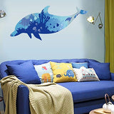 Kay Lala Dolphin Turtles Jellyfish Scandinavian Modern Cute Wall Stickers Wall Stickers Double Sided Print size 60x90 HM92003