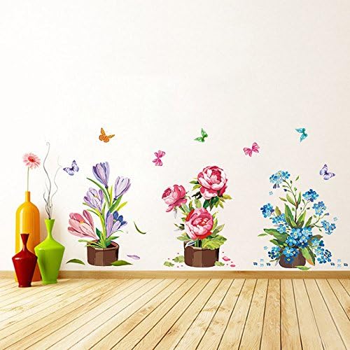 Various Colorful Flowers Tulip Peony Peel and Stick Removable Vinyl Wall Decals for Window Bedrooms Living Rooms Kids Rooms Nursery size 50x70 xls7105