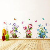 Various Colorful Flowers Tulip Peony Peel and Stick Removable Vinyl Wall Decals for Window Bedrooms Living Rooms Kids Rooms Nursery size 50x70 xls7105