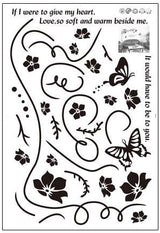 Butterfly Wall Sticker Black Vinyl Wall Art Floral Wall Paper PVC Removeable Wall Decor AY-817