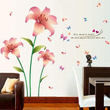 Wall Stickers Lily Pink Red Tulip Floral Flower Home Decor Lobby All Room Decal Removable  size 60x90 ay9274