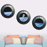 DNVEN 13 inches x 13 inches x 3pcs Set of 3 3D Astronaut Spaceman Galaxy Space Window View Faux Submarine Window Partial Frosted Frosting Murals Wall Decals Removable Wall Stickers for Bedrooms 30x90cm z-1-002
