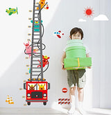 MJ8020 Fire Truck Wall Sticker Removable Height Sticker Cartoon Wall Decals Home Decor for Kids Room