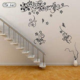 Classical Black Flower Wall Art Living Room Floral Wall Stickers Home Decorations Plant Wall Decals size 50x70 hnc027