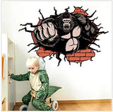 Gorilla Break Up The Wall 3D Wall Sticker Home Decor Kids Bedrooms Animal Funny Wall Decal