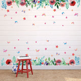 Green leaves flower pattern sticker living room bedroom backdrop decorative wall decal (XH7212)