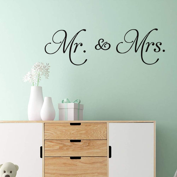 Letters Mr and Mrs Removable Family Wall Decals Lettering Vinyl Wall Art for Bedroom