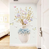 Three-dimensional vase wall stickers living room wall decoration stickers bedroom background wall self-adhesive wall flowers  GS9917  Size: 60x90cm