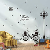 Black street lamp bicycle wall sticker Vinyl DIY Street light art wall decals For Living room study room wall decor stickers size 60x900 ay9264