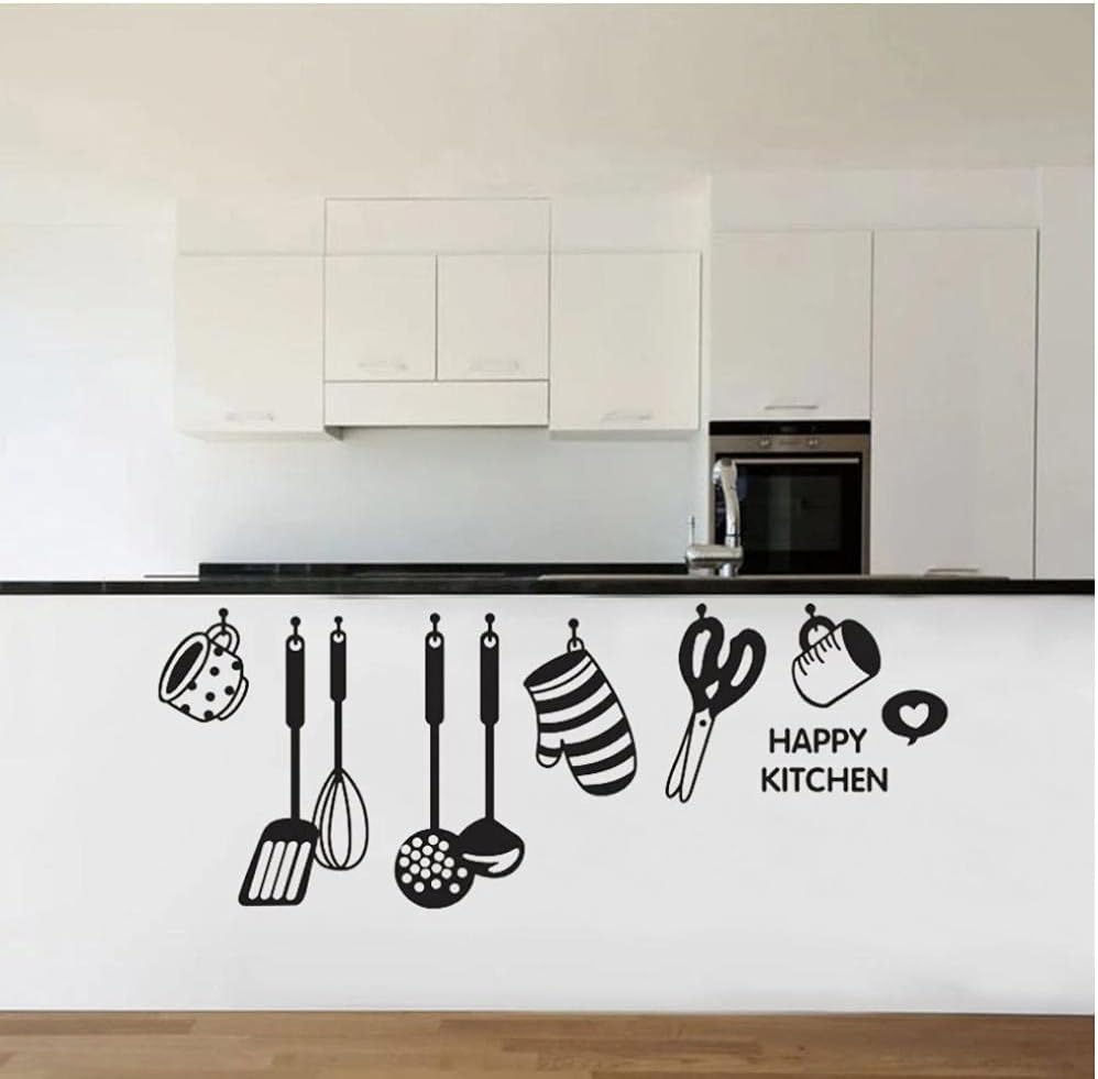 Kitchen Wall Stickers Design Cook Utensils Home Decoration Restaurant Refrigerator Self-Adhesive Vinyl Wall Decals size 57x22cm ay6017b