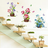 Various Colorful Flowers Tulip Peony Peel and Stick Removable Vinyl Wall Decals for Window Bedrooms Living Rooms Kids Rooms Nursery size 50x70 xls7105