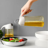 Glass Oil Bottle &amp; Dispenser Jug Dual-purpose Oil Dispenser For Pouring And Spraying, High-pressure sprayer for even oil distribution 450ml (random color)