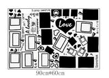 Xh3745 I Love You" Love Heart Black and White Photo Picture Frame Wall Decals,Living Room Bedroom Removable Wall Stickers Murals