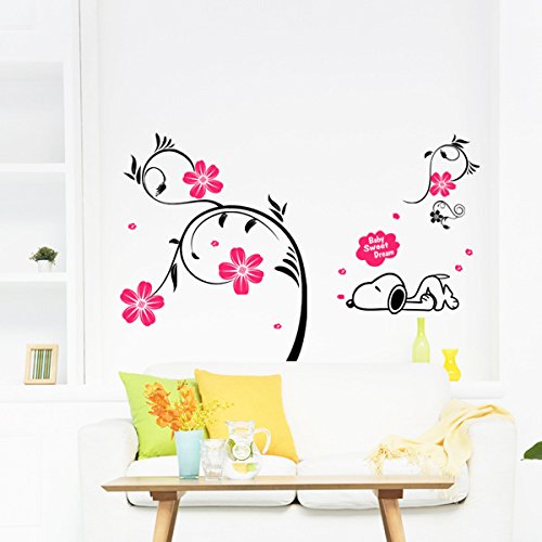 Oren Empower Pink Creative Decorative Plant PVC Vinyl Medium Wall Sticker DM570054