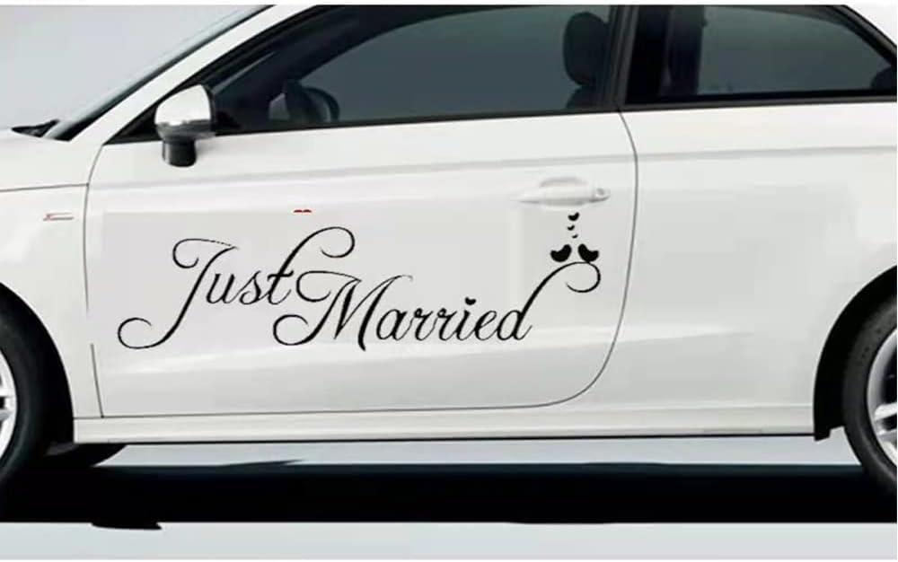 Just Married Car Decals Just Married Window Stickers Window Cling'(Black) size 30x60 dzr2025