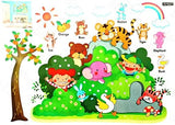 JAAMSO Royals Combo Pack of 2 Style Wall Sticker | Tiger Bear Cat Cartoon Design (60 CM X 45 CM) | Winnie The Pooh Design (70 CM X 50 CM) | Vinyl Home Décor Wall Sticker
