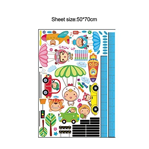 docooler Cartoon Cute Parachute Height Scale Measurement DIY Wall Wallpaper Stickers Art Decor Mural Kid's Child Room Decal size (70x50cm) xy8101