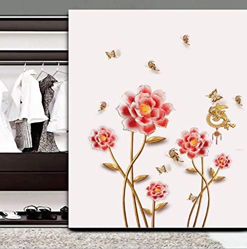 Elegant Family Harmony Pink Butterfly Love Flower Bedroom Tv Background Wall Sticker size 60x90 sk9371
