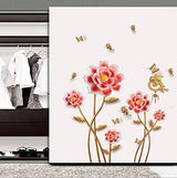 Elegant Family Harmony Pink Butterfly Love Flower Bedroom Tv Background Wall Sticker size 60x90 sk9371