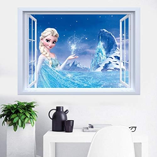 Frozen Elsa 3D Window View Decal Wall Sticker size 50x70 ncs14126