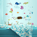Cartoon Sea Animals Treasure Wall Stickers Removable Home Decor Wall Decals PVC Art Mural Baby Boys Girls Kids Bedroom Kitchen Decoration Poster size 60x90 df5077