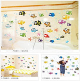 Bathroom Cartoon Wall Sticker Smudged Seaworld Swimming Pool Background Waterproof PVC Wall Sticker Am804 Halibut