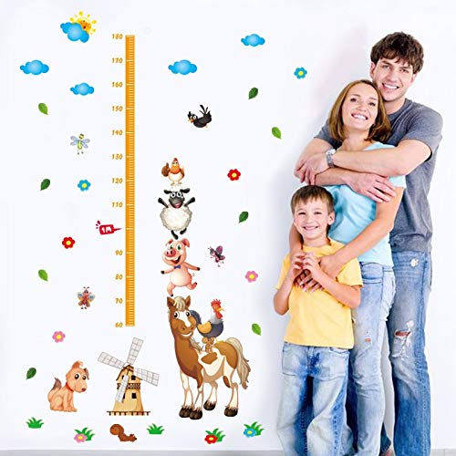 Children's room wall sticker Happy Farm Poultry Animals Height Chart Wallpaper Baby Cartoon Children'S Room Decoration Wall Stickers Nursery Measure Stickers xl8223