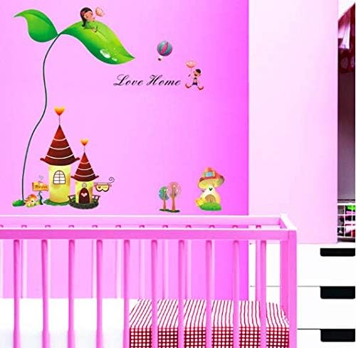 Happy Girl With Castle Cartoon Sticker Bedroom Living Room Dorm TV Sofa Background Decoration Sticker size 60x90  ay1905