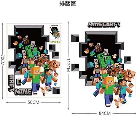 Gaming 3D Poster "Friends Breaking Through" Wall Sticker for Kid Room Decoration Mural Mine Craft Vinyl House Sticker Bedroom Decor size 50x60 aw6006