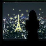 Night Lighting Eiffel Tower Vinyl Wall Decal PVC Home Sticker House Paper Painting Decoration Wallpaper Living Room Bedroom Kitchen Art Picture DIY Murals Kids Nursery Baby Decor