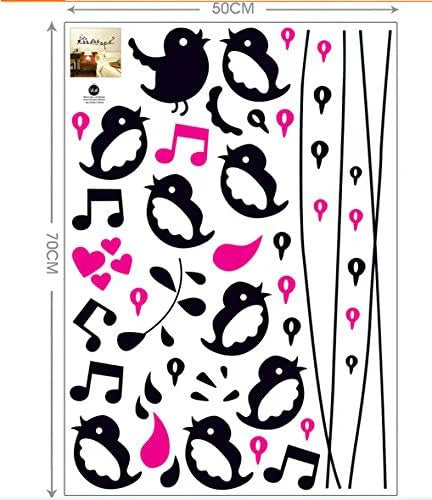 love Birds Music Wall Sticker House Wall Sticker Removable Living Room Wallpaper Bedroom Kitchen Art Painting Sticks  size 50x70 dm570024