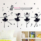 Xh1002 Dance Ballet Girls Kindergarten Classroom Cartoon Characters Children's Room Bedroom Wall Stickers, pvc white film material, big