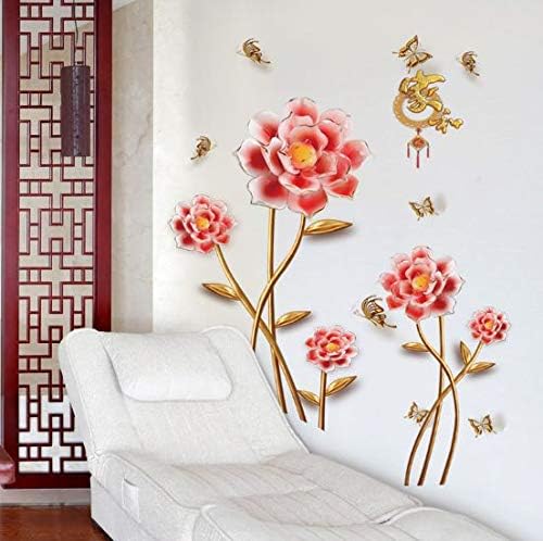 Elegant Family Harmony Pink Butterfly Love Flower Bedroom Tv Background Wall Sticker size 60x90 sk9371